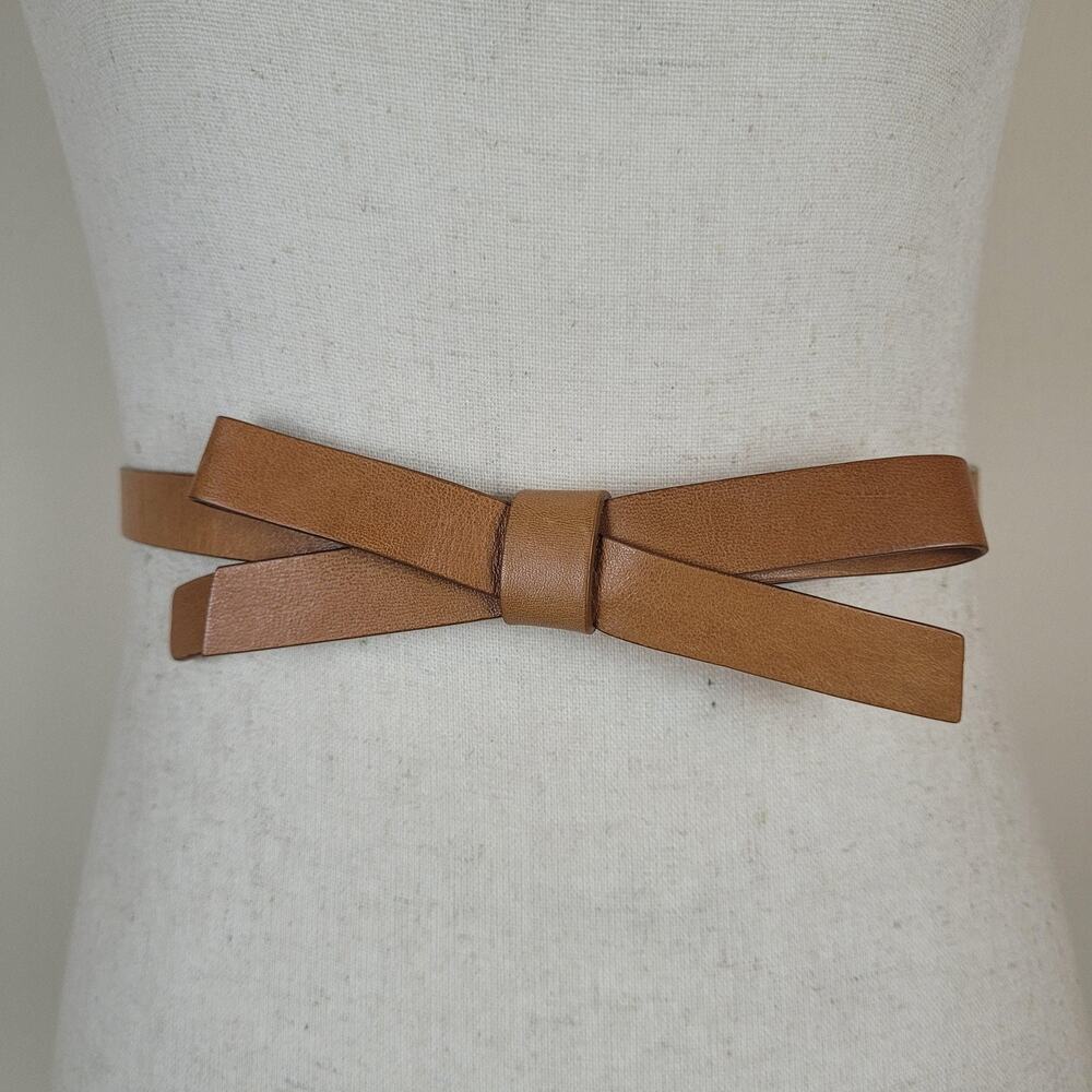 Kate Spade Belt Large Brown Leather Skinny Bow Tie Dressy Dainty Coquette Chic